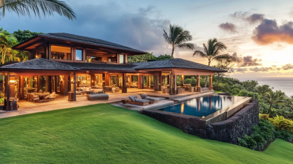 A Villa on top a hill with a stunning view of the ocean and forest